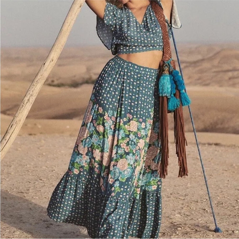 NWT Spell yellow rose maxi skirt